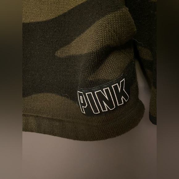 VICTORIA’S SECRET VS PINK 1/4 ZIP CREW SWEATER SWEATSHIRT CAMOUFLAGE CAMO HTF L - Picture 3 of 8